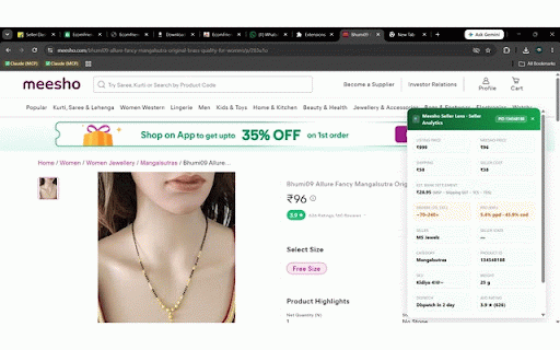 EcomFriendly — Meesho Seller Lens :: Price, shipping, seller cost, keywords & competitors on any Meesho product page. Requires an EcomFriendly license.