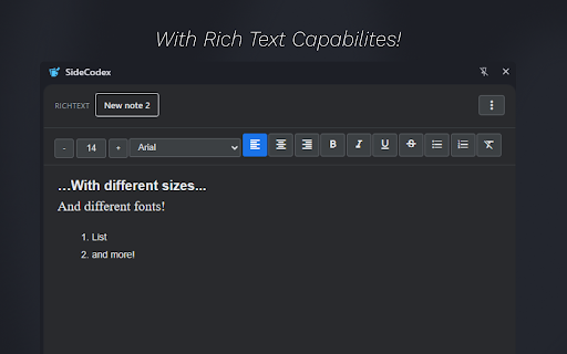 SideCodex :: Simple yet versatile NotePad Extension for quick note taking