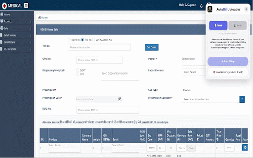 AutoBillUploader :: Automates filling pharmacy bill/invoice data into the Rajasthan RGHS billing portal, with license management.