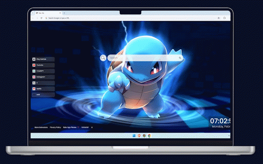 Squirtle Live Wallpaper :: Squirtle powering up with glowing blue water energy in a dynamic Pokémon battle stance.