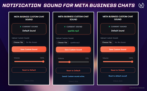 Notification Sound for Meta Business Chats :: Plays a customizable, volume-controlled sound alert whenever a new message arrives in your Meta Business Inbox.