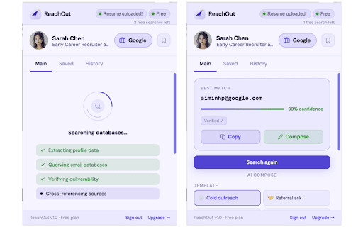 ReachOut — Cold Email LinkedIn Recruiters & Land Interviews :: Find work emails and write personalized outreach emails directly from LinkedIn profiles.