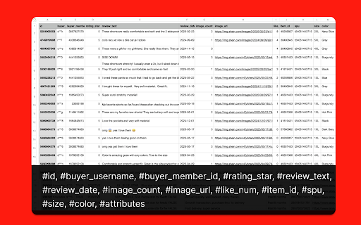 SHEIN Reviews Scraper - Extract SHEIN Reviews to CSV/Excel/JSON :: Scrape SHEIN product reviews to CSV/Excel/JSON. Save SHEIN reviews to your computer