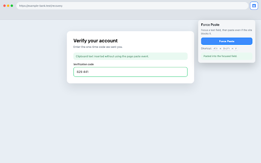 Force Paste :: Paste clipboard text into any field even when the page blocks paste.