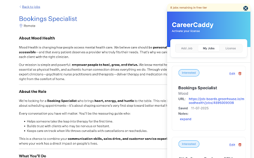 CareerCaddy :: CareerCaddy helps you capture every job you apply to, right in your browser. No more guessing if you've already applied!