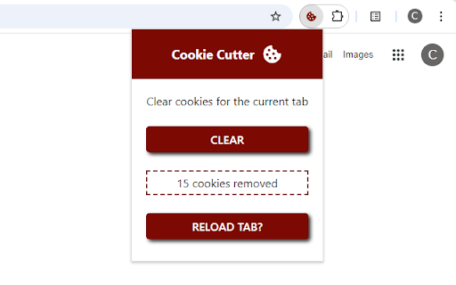 Cookie Cutter :: Clear cookies for the current tab, then reload the page (optional).