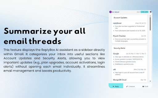 Replybox – AI Email Assistant for Gmail & Outlook :: AI-powered email assistant that drafts smart replies, customizes tone, supports voice input, and summaries.