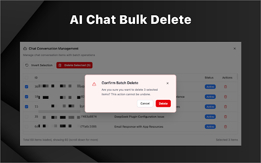 Grok Bulk Delete - ChatGPT Bulk Delete :: Easily bulk delete AI chat conversations across ChatGPT, Grok, and more.