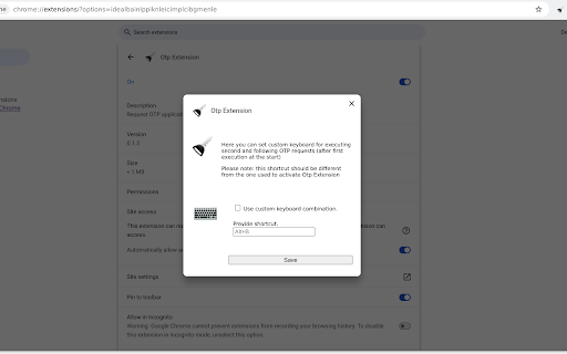 Otp Extension :: Request OTP application to fill-in the OTP secret.