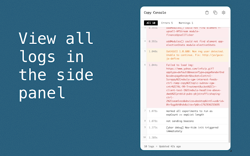 Copy Console :: One-click console log copying with timestamps, performance markers, and gap analysis - optimized for AI debugging
