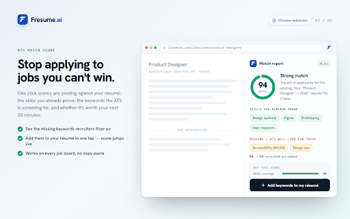 Fresume: Autofill Job Applications Anywhere, AI Resume, ATS & Job Tracker :: Fill in applications on LinkedIn, Indeed, Workday, Greenhouse or any career page, and get AI cover letters and screening answers.