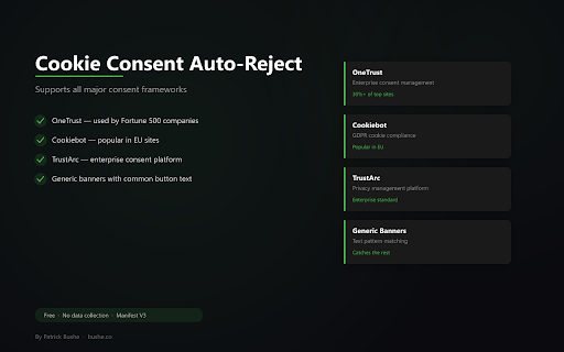 Cookie Consent Auto-Reject :: Automatically rejects cookie consent banners on every site