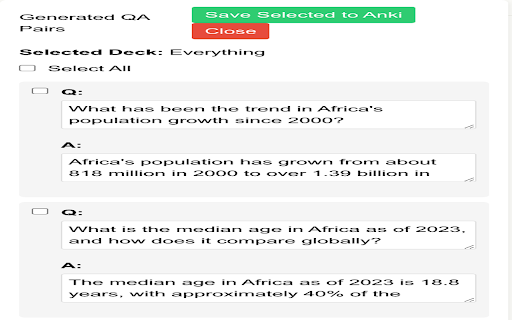 Anki QA Generator :: Generate high-quality Anki flashcards from any web page using OpenAI. Simply highlight text and create Q&A pairs with one click.