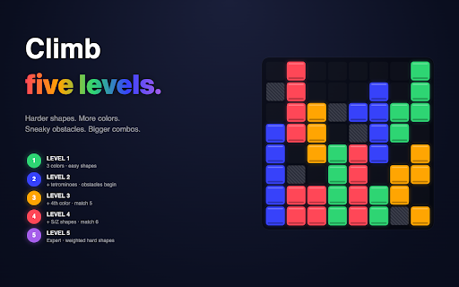 Prism — Color Block Puzzle :: A vibrant color-block puzzle in a Chrome popup. Place pieces, clear lines, chain combos, dodge obstacles. Fully offline.