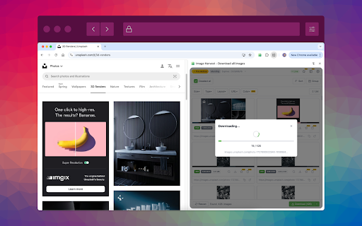 Image Harvest - Download Any Image from Any Webpage :: Batch download images. Multi-tab extract, similar detection, reverse image search, batch highlight, collections, color extract.