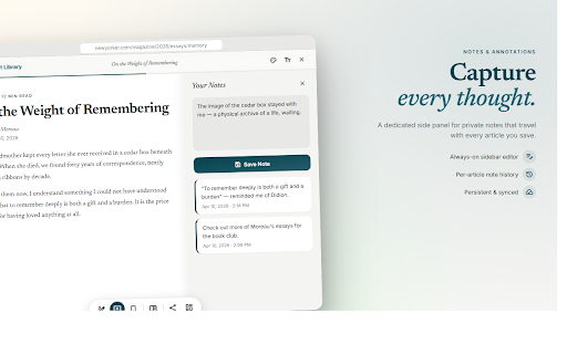 Comfort Library :: Reading mode with highlights, notes, and a knowledge dashboard. Clean content, understand better, organize everything.