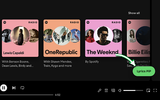 Spotify Lyrics Pop-Out :: Floating, synchronized lyrics for Spotify Web in a resizable Picture-in-Picture window.