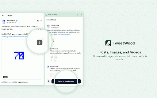 TweetWood - Save Tweets to Local :: Save tweet videos and images to local, save tweet threads as markdown files
