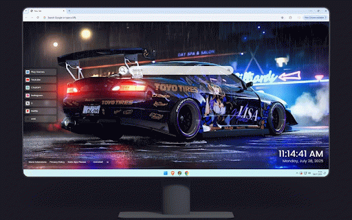 Nissan Silvia S15 Live Wallpaper :: Nissan Silvia S15 drift car with anime livery in rainy night scene with neon lights.