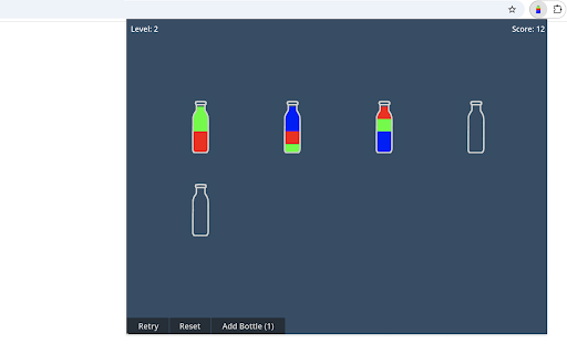 Color Pour Puzzle :: Sort colorful water into matching bottles to solve the puzzle!