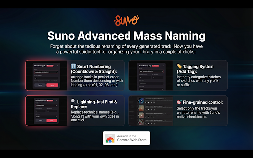 Suno Rater Pro :: Professional rating system for Suno.ai. Features: Deep Rating, Highlights, Auto-Renaming, Direct WAV/MP3 Downloads.