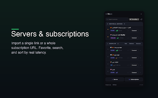 Hovpn :: Hovpn — secure, elegant proxy for Chrome. Import your config or subscription and route only Chrome's traffic.