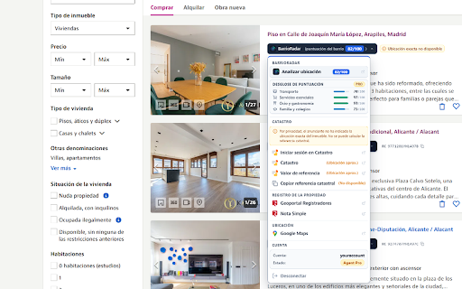 BarrioRadar - Idealista Location Intelligence :: Analyze Spanish property location scores with BarrioRadar directly from Idealista.