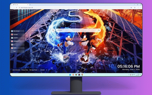 Sonic the Hedgehog 3 Live Wallpaper :: Dynamic Sonic and Shadow racing with electric blue and fiery orange energy effects in urban setting.