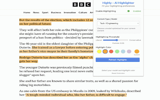 Highly - AI Highlighter for productivity :: Use AI to highlight text on any website, privately. Provide a variety of highlighting preferences and let AI do the rest!