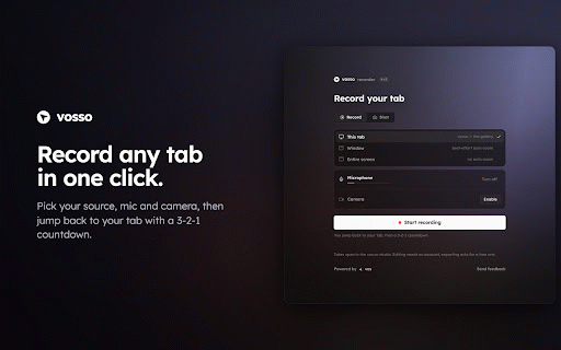 vosso — Screen Recorder with Auto Zoom :: Screen recorder with auto zoom — record a tab, get a polished video, and edit it free in your browser.