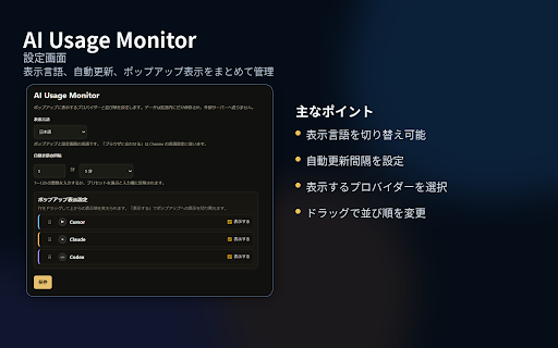 AI Usage Monitor :: Read Cursor, Codex, Claude, and optionally Devin usage pages and show metrics in the extension popup.