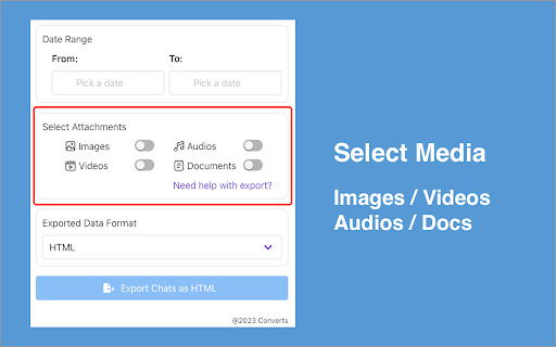 WA Chats Backup: Export chats and messages with media for WA :: Bulk backup and export WhatsApp chats, messages and media into HTML, CSV, JSON, or Excel formats with ease