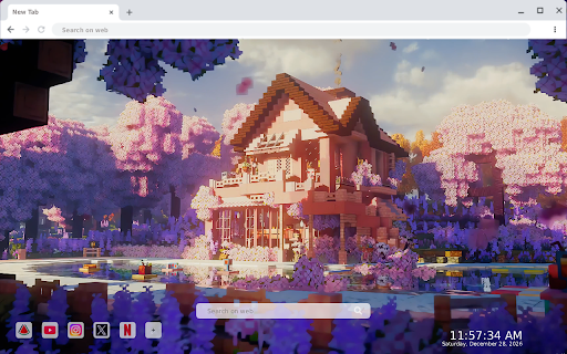 Minecraft Sakura Blossom House Live Wallpaper :: Transform your new tab with stunning HD Minecraft Sakura Blossom House live wallpapers that bring beauty and serenity to your s...