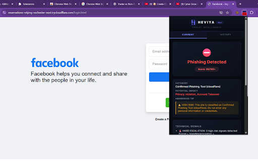 Heviya Phishing Detection :: Real-time phishing and scam detection using multi-layer heuristics, threat intelligence, and optional AI analysis.