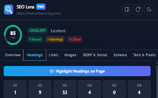 SEO Lens Pro - On-Page, Technical & SERP SEO Auditor :: On-page and technical SEO auditor with live PageRank scoring, SERP analysis, heading inspector, and schema validation.