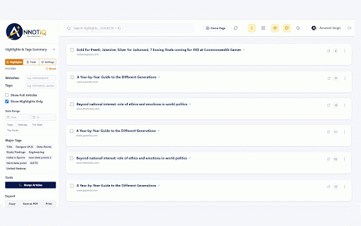 AnnotiQ :: Highlight web text, tag it, and manage your annotations.