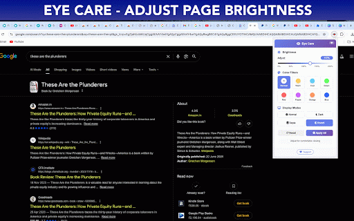 Eye Care - Adjust Page Brightness :: Adjust screen brightness and apply color filters for comfortable viewing