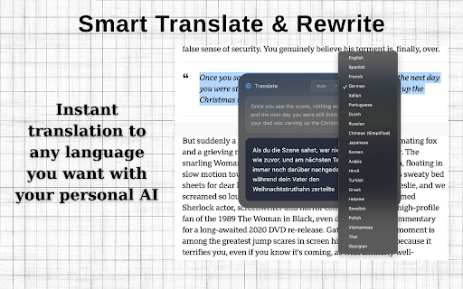 Smart Translate & Rewrite: AI Grammar Fixer & Paraphraser :: Instantly rewrite text, fix grammar, change tone, and translate on any website using your preferred AI (OpenAI, Gemini, Groq).