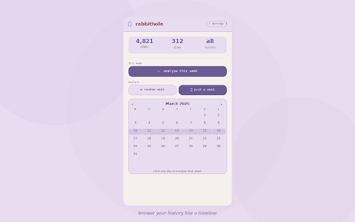 rabbithole :: Summarizes your weekly browsing history and surfaces insights using AI.