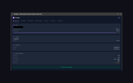 StoreSleuth - WooCommerce Store Analyzer :: Instantly reveal any WooCommerce store's theme, plugins, tech stack, and products. The ultimate WooCommerce intelligence tool.