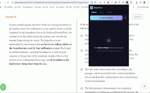 SnapText — Screenshot to Text :: Capture any region of your screen(image/video) and instantly extract text using Claude Vision AI or offline SnapText OCR model.