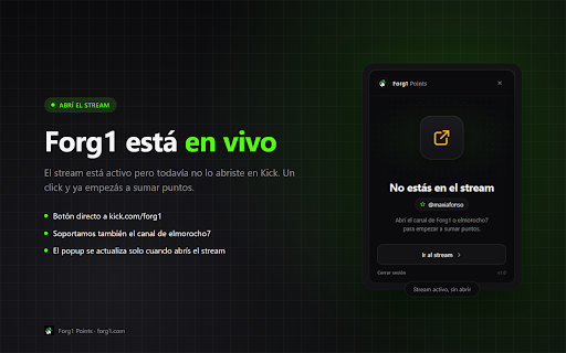 Forg1 Points :: Sumá puntos mientras mirás el stream de Forg1 en Kick.