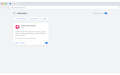 Pendo Install Validator :: Validates Pendo Install (Snippet or Launcher), captures console, checks identity/CSP, and confirms whether an API key is present.