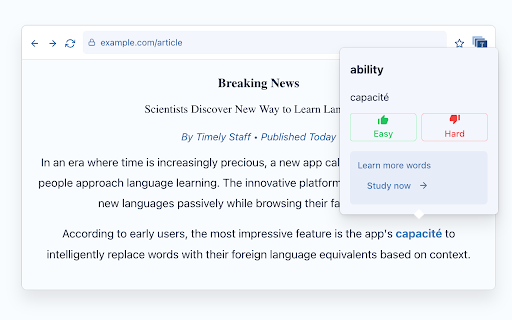 Timely Learning (Beta) :: Effortlessly learn foreign languages while browsing the web.