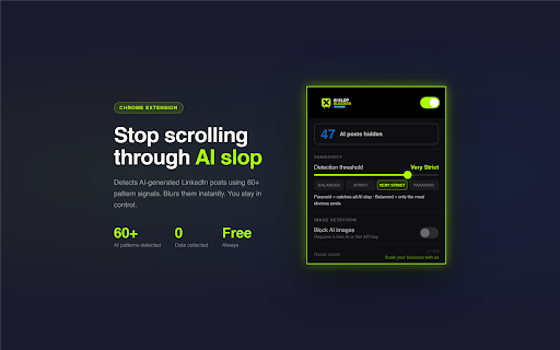 LinkedIn AI Slop Blocker :: Detects and hides AI-generated posts on LinkedIn. Blur first, reveal on click.