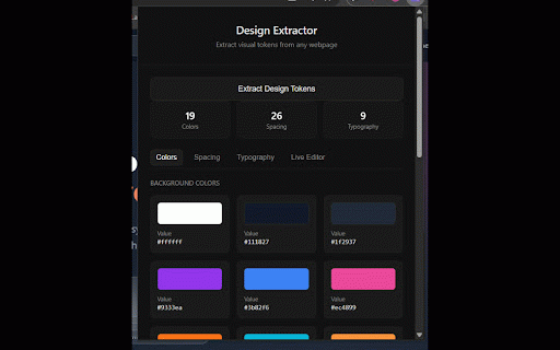 Design Token Extractor :: Extract design system tokens (colors, spacing, typography) from any website