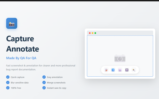Capture Annotate :: Capture, annotate, and record your screen. Upload to the cloud and share instantly. Built for fast, clear QA captures.
