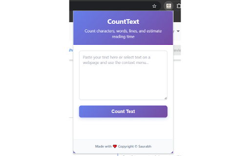 Count Text :: Effeciently count characters, words, lines, and spaces within a selected text