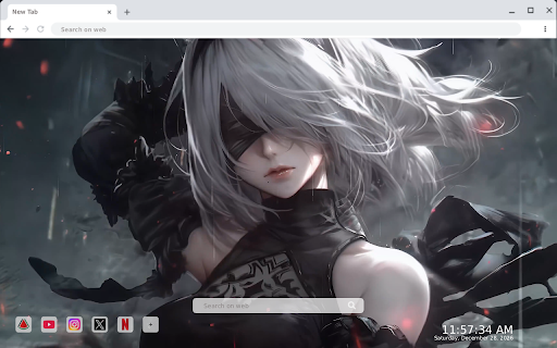 YoRHa Protocol 2B Live Wallpaper :: Transform your new tab with stunning HD live wallpapers of YoRHa Protocol 2B, bringing an immersive experience to your browsing.