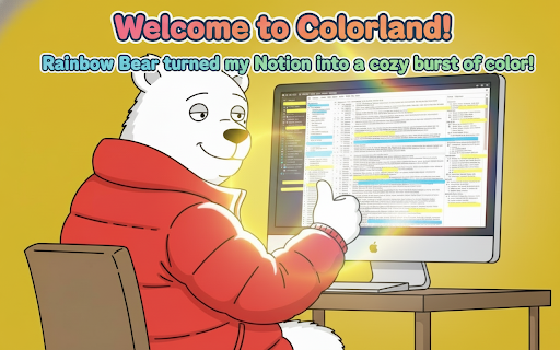 Rainbow Bear :: Make Notion highlights vivid, readable, and color‑blind friendly. Custom colors, optional animations, and gentle patterns.